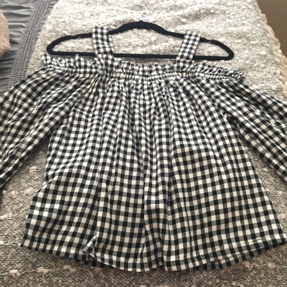 Off the shoulder gingham top